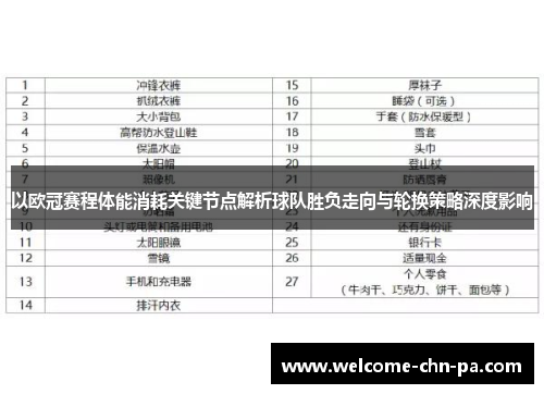 以欧冠赛程体能消耗关键节点解析球队胜负走向与轮换策略深度影响